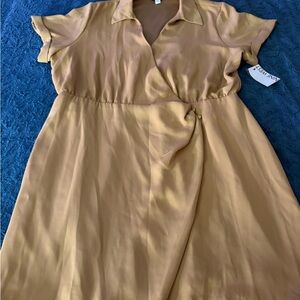 Elegant Tan Wrap Dress